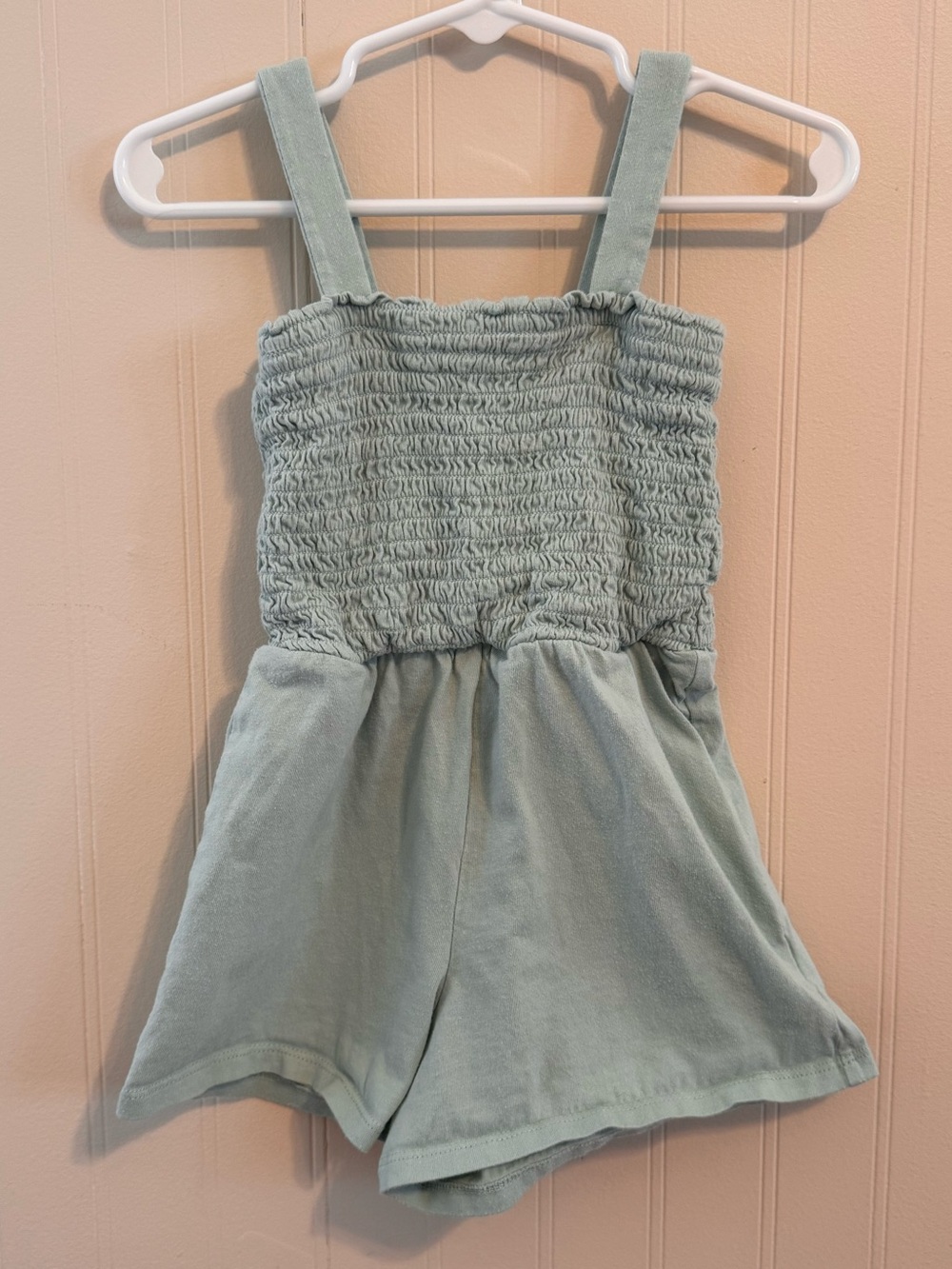 GAP Smocked Tank Romper in Mint Green